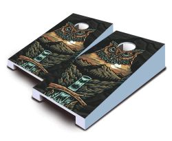 "Owl Mountain Illustration" Tabletop Cornhole Set
